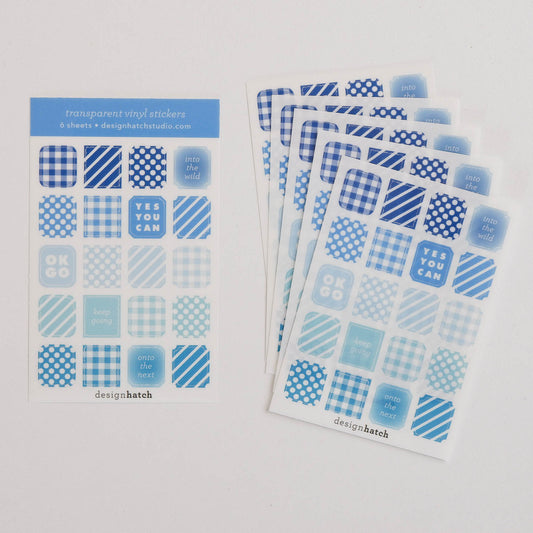 Blue Accents - Transparent Pocket Stickers