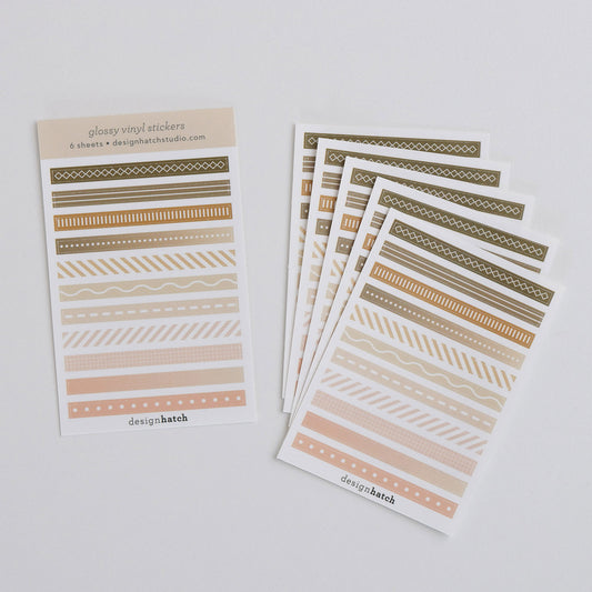 Beige Strips - Glossy Pocket Stickers