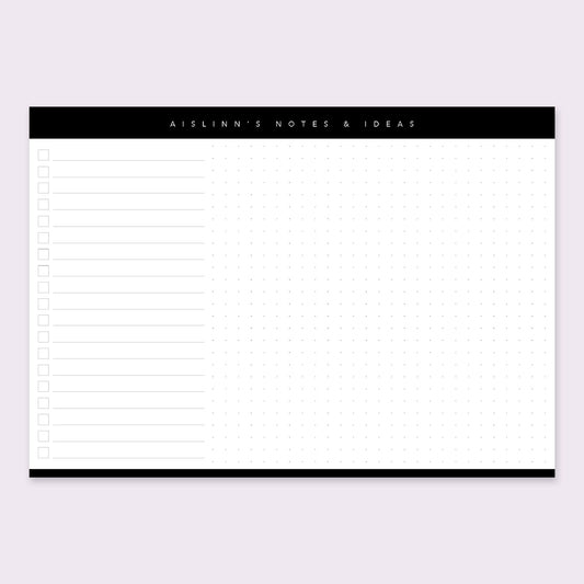Custom A5 Notepad - List + Notes - Design Hatch Studio