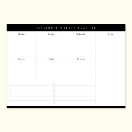 Custom A5 Notepad - Weekly + Notes + List - Design Hatch Studio