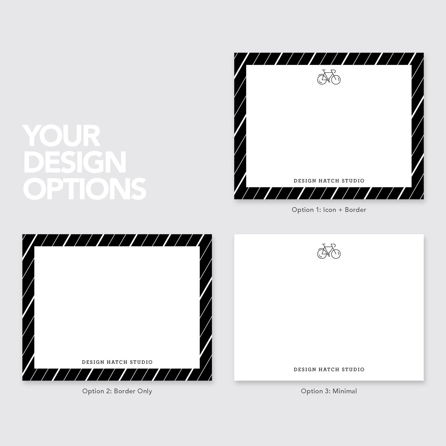 Bicycle - Custom Stationery - 24 flat cards with envelopes - Design Hatch Studio