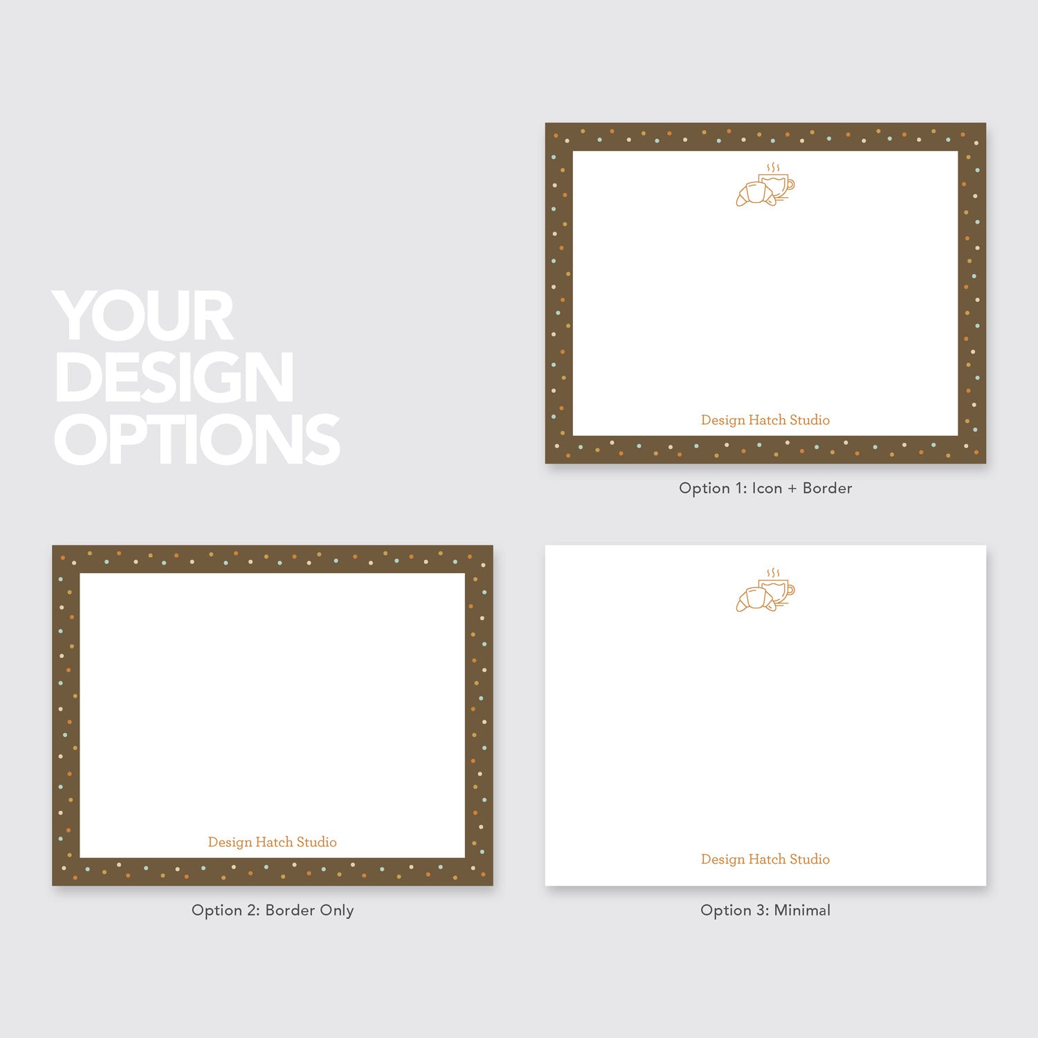 Coffee - Custom Stationery - 24 flat cards with envelopes - Design Hatch Studio
