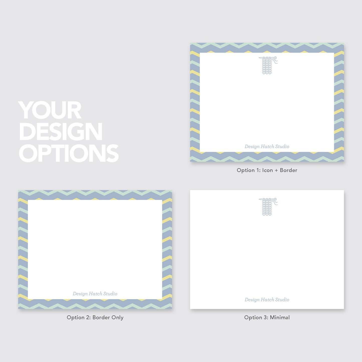 Knitting - Custom Stationery - 24 flat cards with envelopes - Design Hatch Studio