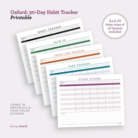 Oxford: 30-Day Habit Tracker