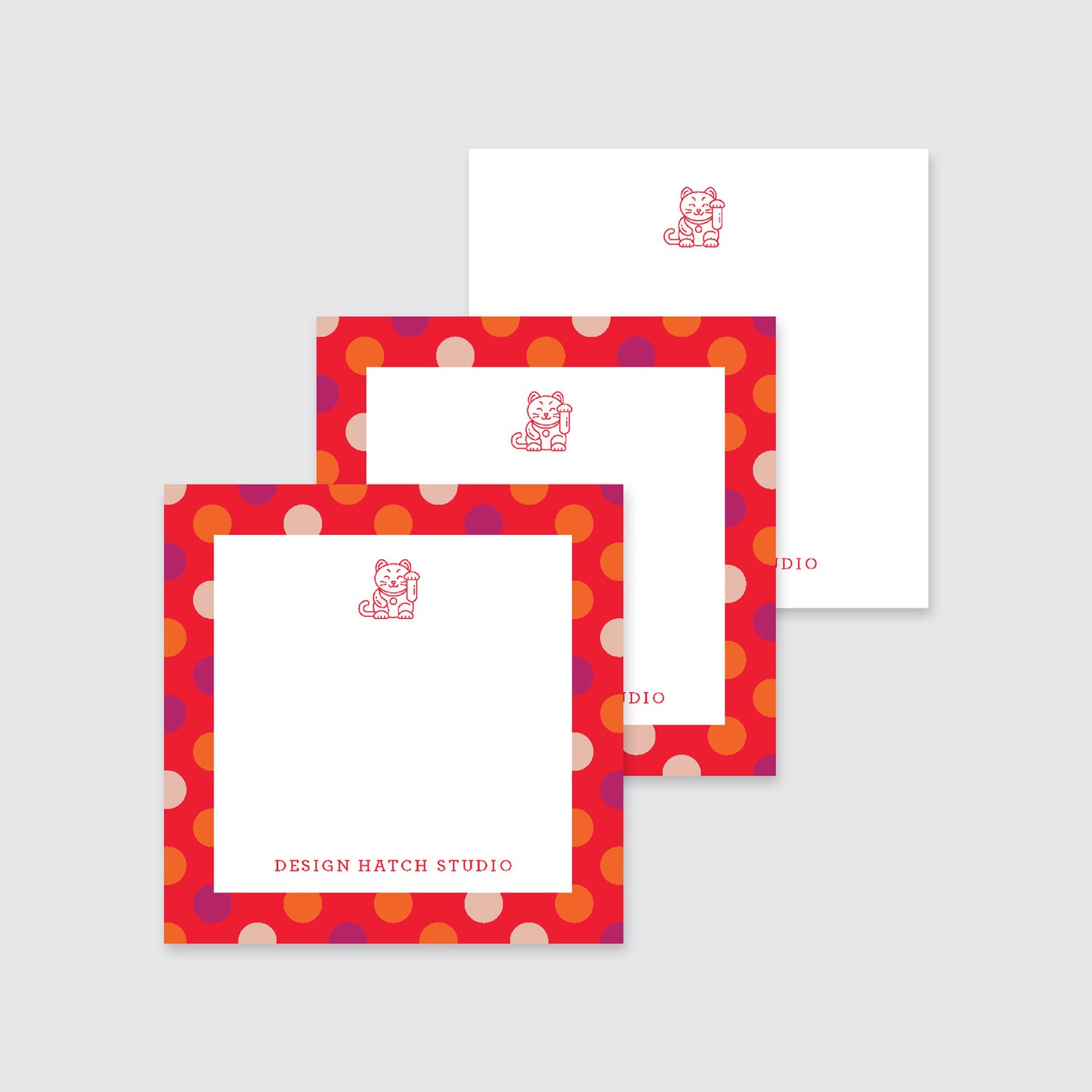 Lucky Cat - Custom Stationery - 45pcs 3x3" gift tags - Design Hatch Studio